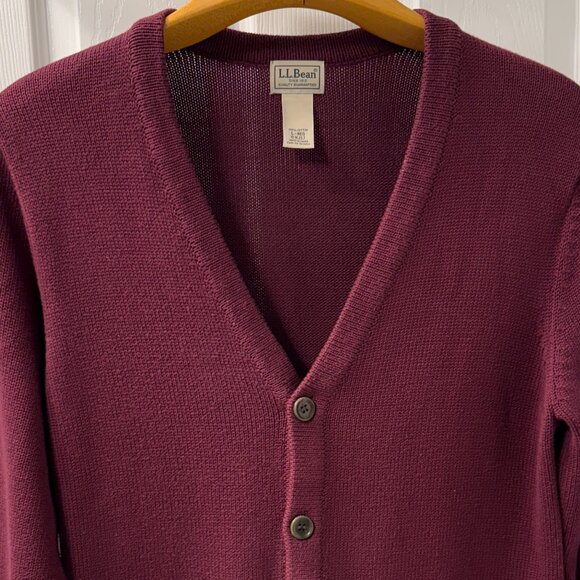 L.L. Bean Burgundy Cardigan Sweater Size Large - Picture 2 of 7